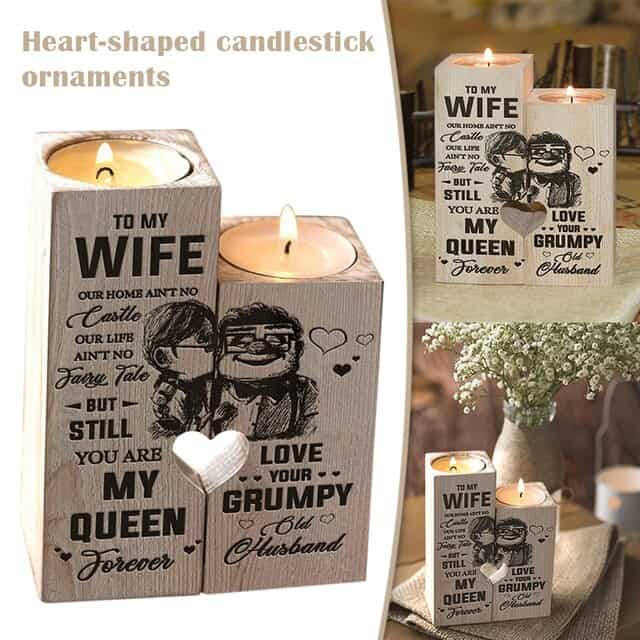 Husband to Wife -You Are My Queen Forever - Candle Holder with Candle Gift for Birthday Anniversary Decoration Candlesticks Home 4