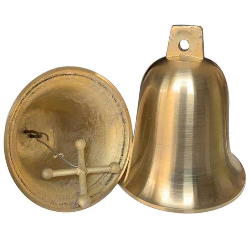 Pure Brass Gold Bell Pendant Antique Copper Christmas Bells Large Small Round Wind Chimes for Temple Pagodas School Decorative 4