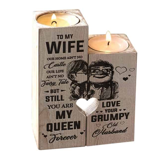 Husband to Wife -You Are My Queen Forever - Candle Holder with Candle Gift for Birthday Anniversary Decoration Candlesticks Home 6