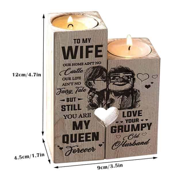 Husband to Wife -You Are My Queen Forever - Candle Holder with Candle Gift for Birthday Anniversary Decoration Candlesticks Home 5