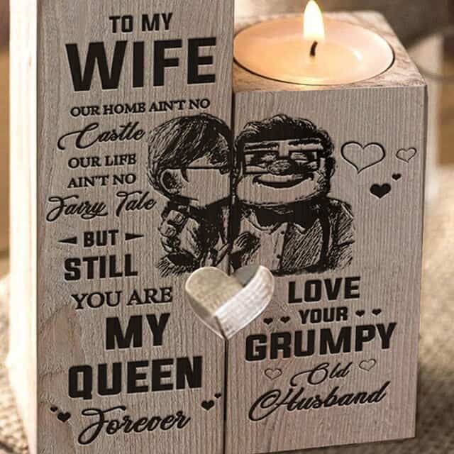Husband to Wife -You Are My Queen Forever - Candle Holder with Candle Gift for Birthday Anniversary Decoration Candlesticks Home 3