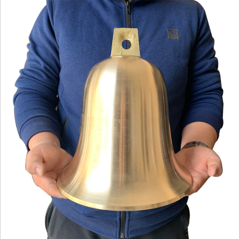 Pure Brass Gold Bell Pendant Antique Copper Christmas Bells Large Small Round Wind Chimes for Temple Pagodas School Decorative 2